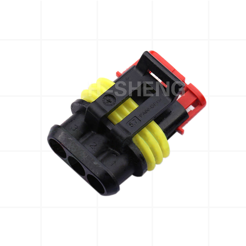 H-SHENG Brand New 3-pin Female Male Amplifier Automotive Electrical Plastic Waterproof Wire Connector 282087-1